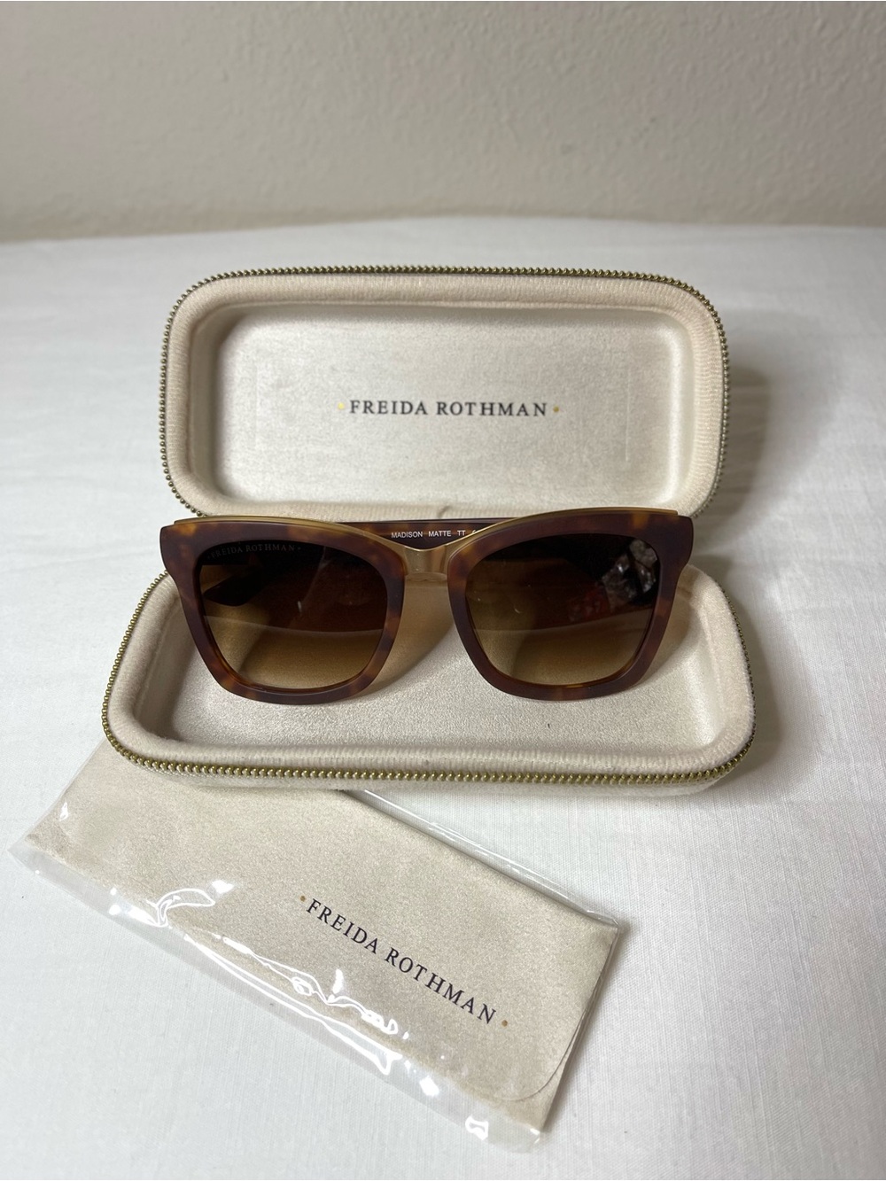 Freida Rothman Women's MadisonTortoise Sunglasses with Gold Bridge - Picture 3 of 13